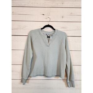 Old Navy Women's Blue Gray Long Sleeve Thermal‎ Henley Pullover Sweater Size S